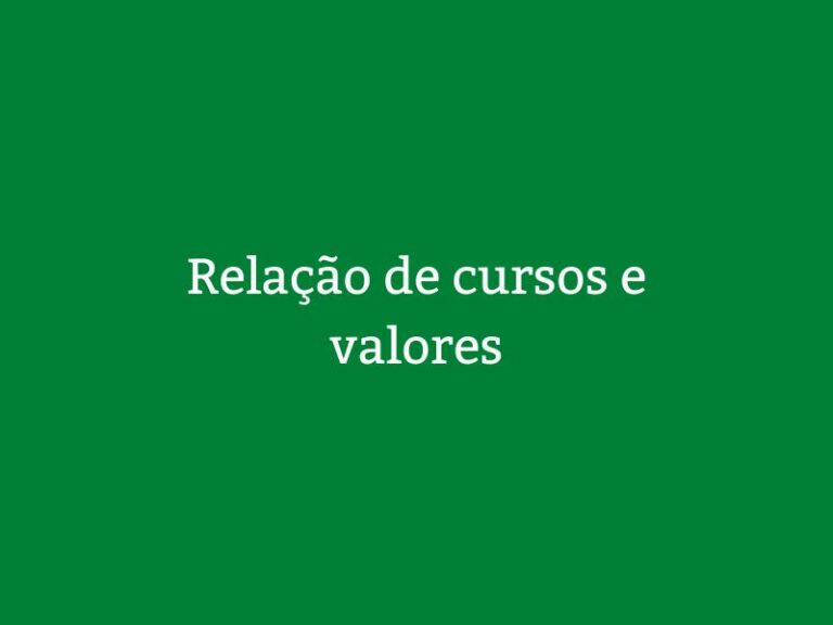 Relação de cursos e valores